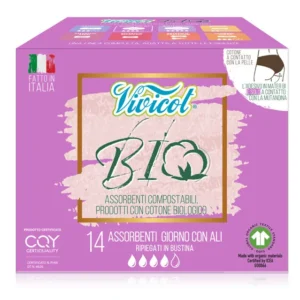 Absorbante de zi din bumbac compostabil ecologic 4 picaturi 14buc Vivicot