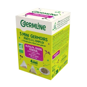 Mini germinatoare cu seminte de alfalfa, ridiche si fenicul bio 5 bucati x 8g 40g Germline
