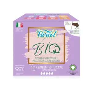 Absorbante de noapte din bumbac compostabil ecologic 5 picaturi 10buc Vivicot