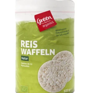Rondele de orez integral expandat bio fara sare 100g Green Organics